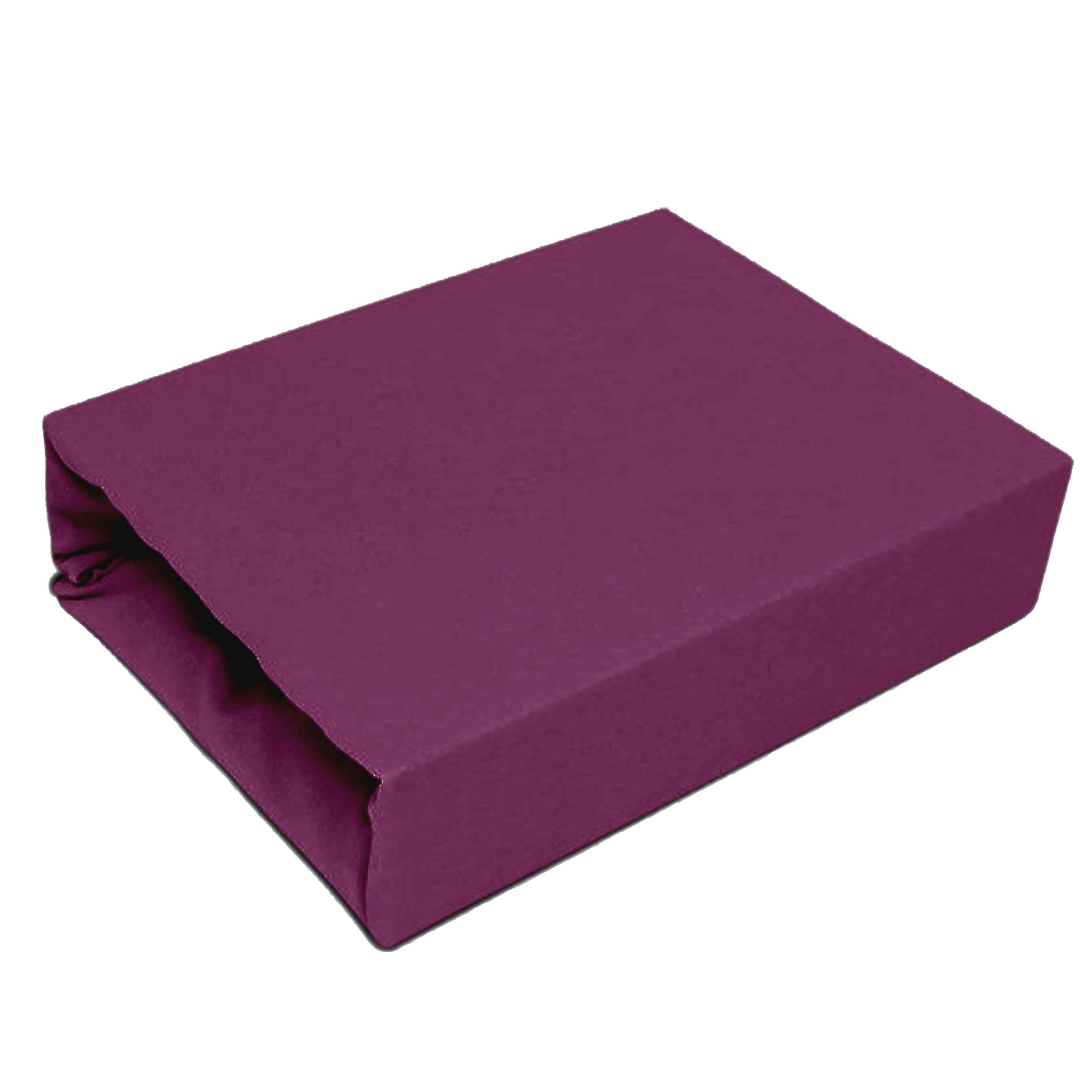 Spannbettlaken Jersey 100% Baumwolle – Für Kinder | 22 Farben & 9 Größen (u. a. 180x200) – Pflaume