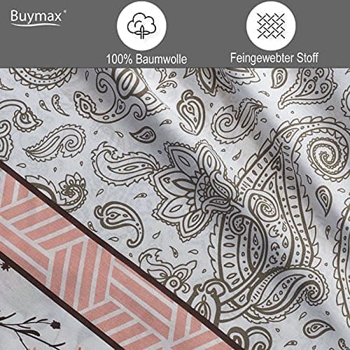 Buymax® Bettwäsche 200x200 3‑teilig (inkl. 2 x 80x80) – 100% Baumwolle Renforcé, OEKO‑TEX STANDARD 100