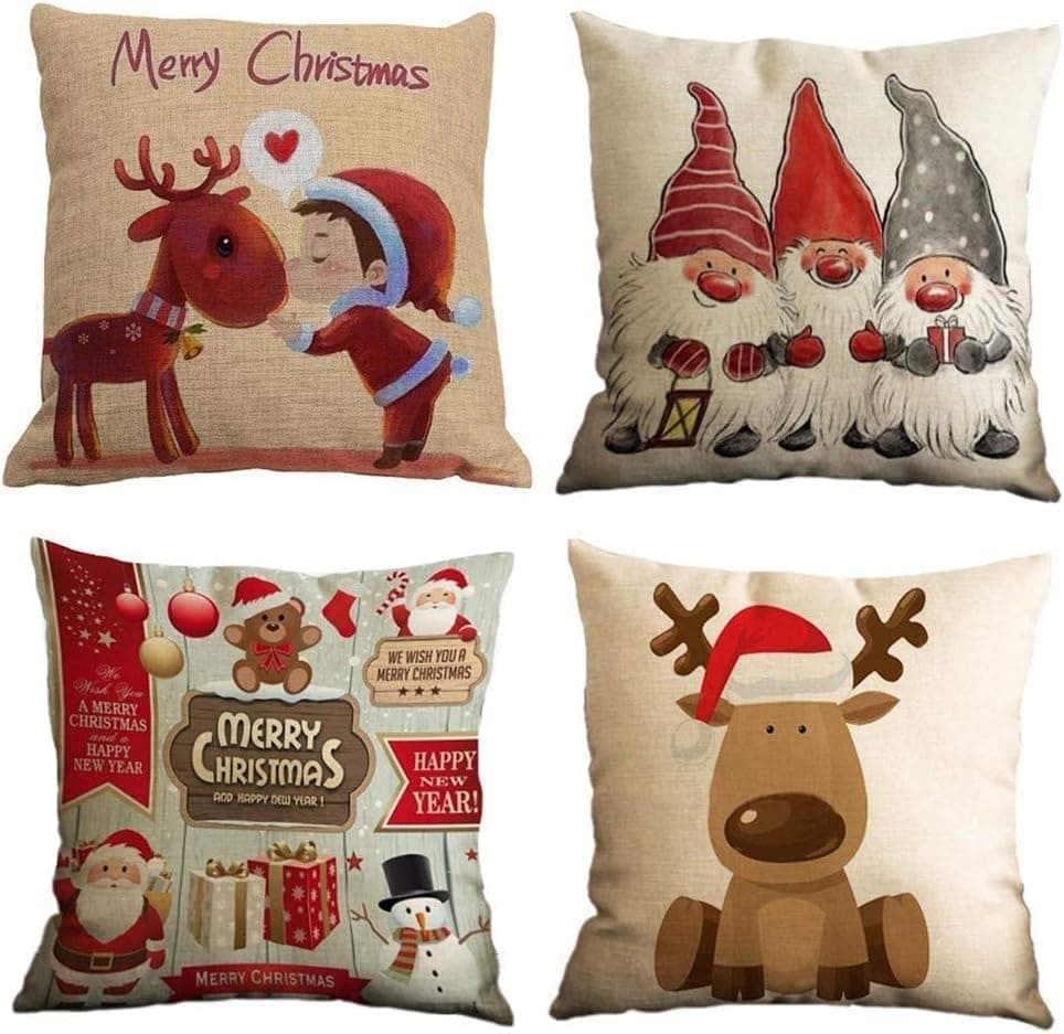 4er Set Kissenbezüge Weihnachten 40×80 cm – festliche Kissenhüllen für Sofa & Wohnzimmer