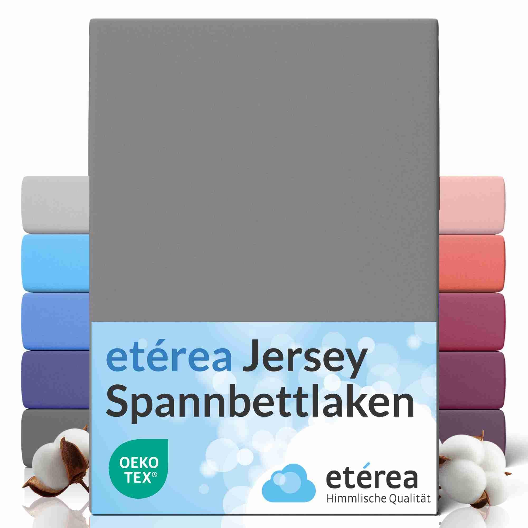 etérea Jersey-Spannbettlaken 180x200–200x200 cm, Grau, 100% Baumwolle, OEKO-TEX MADE IN GREEN, elastisch bis 25 cm Matra