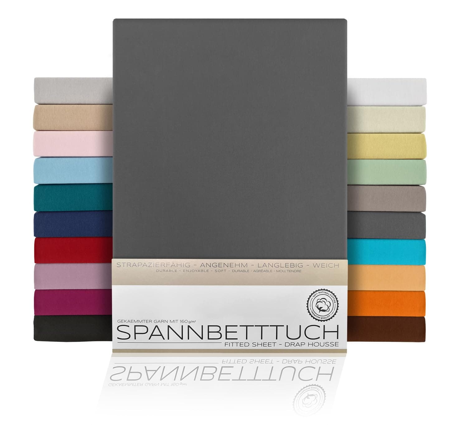 BEAUTEX Spannbetttuch aus Baumwolle – Premium Jersey 160 g/m², OEKO‑TEX STANDARD 100