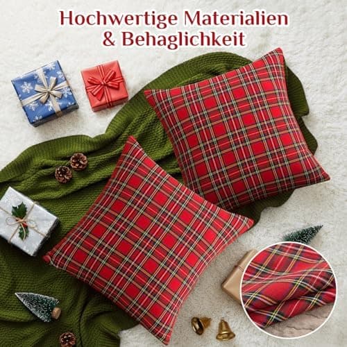 Kissenbezug Weihnachten 2er Set kariert 45×45 cm
