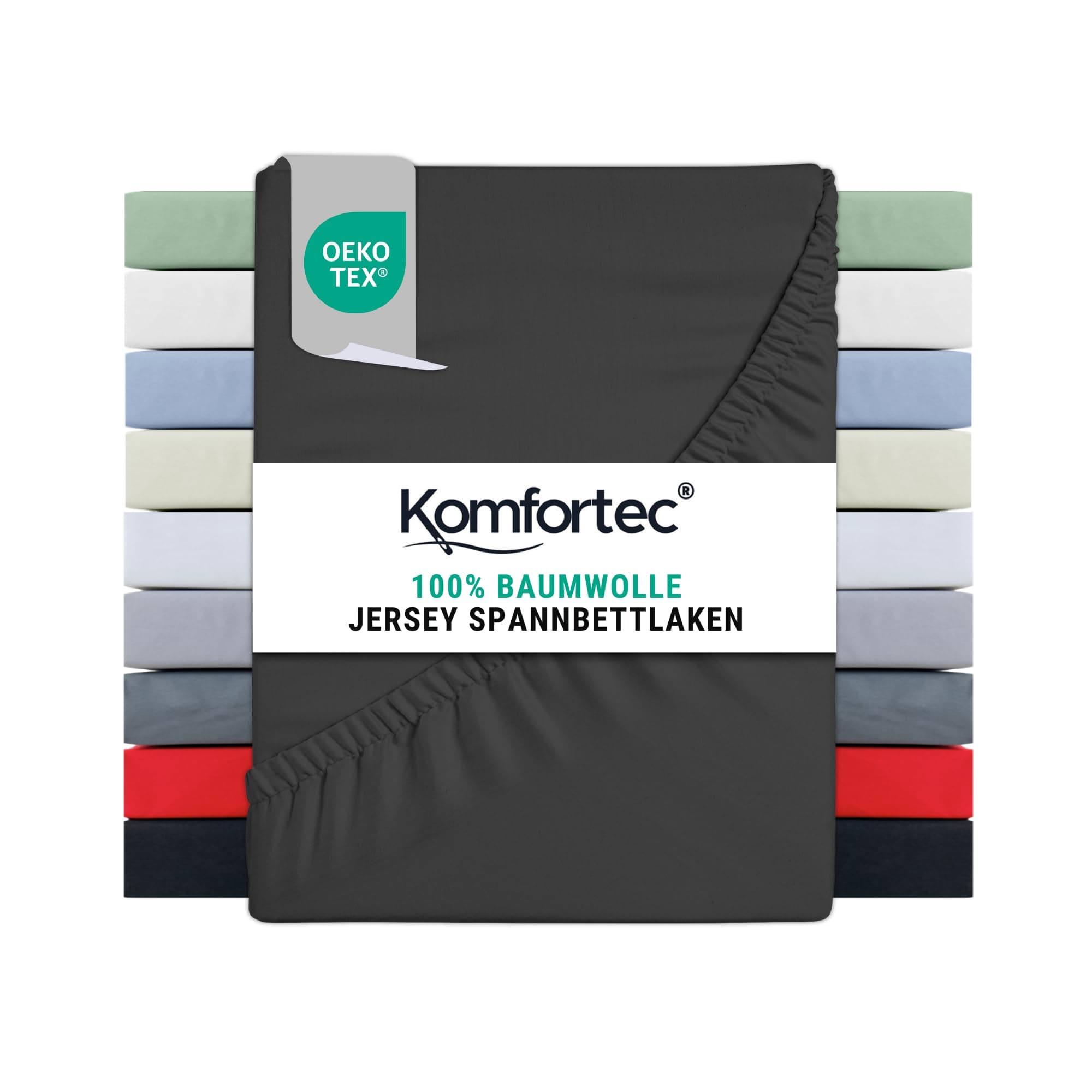 Komfortec Spannbettlaken Jersey 100% Baumwolle – 140×200 cm – Weich & Atmungsaktiv, Mit Rundumgummi, OEKO-TEX STANDARD 1