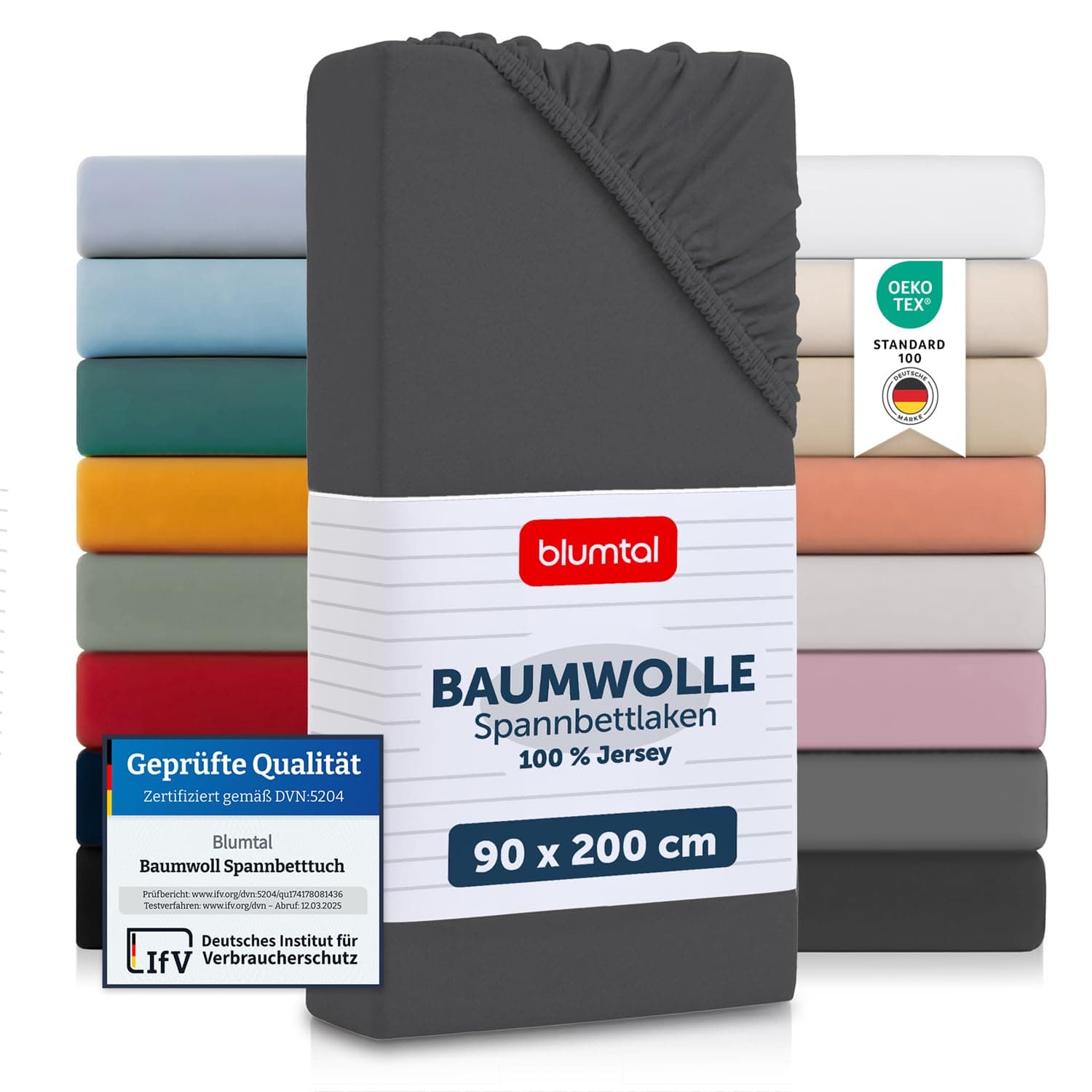 Blumtal Spannbettlaken Jersey – 100% Baumwolle (OEKO‑TEX STANDARD 100) – 90×200 cm