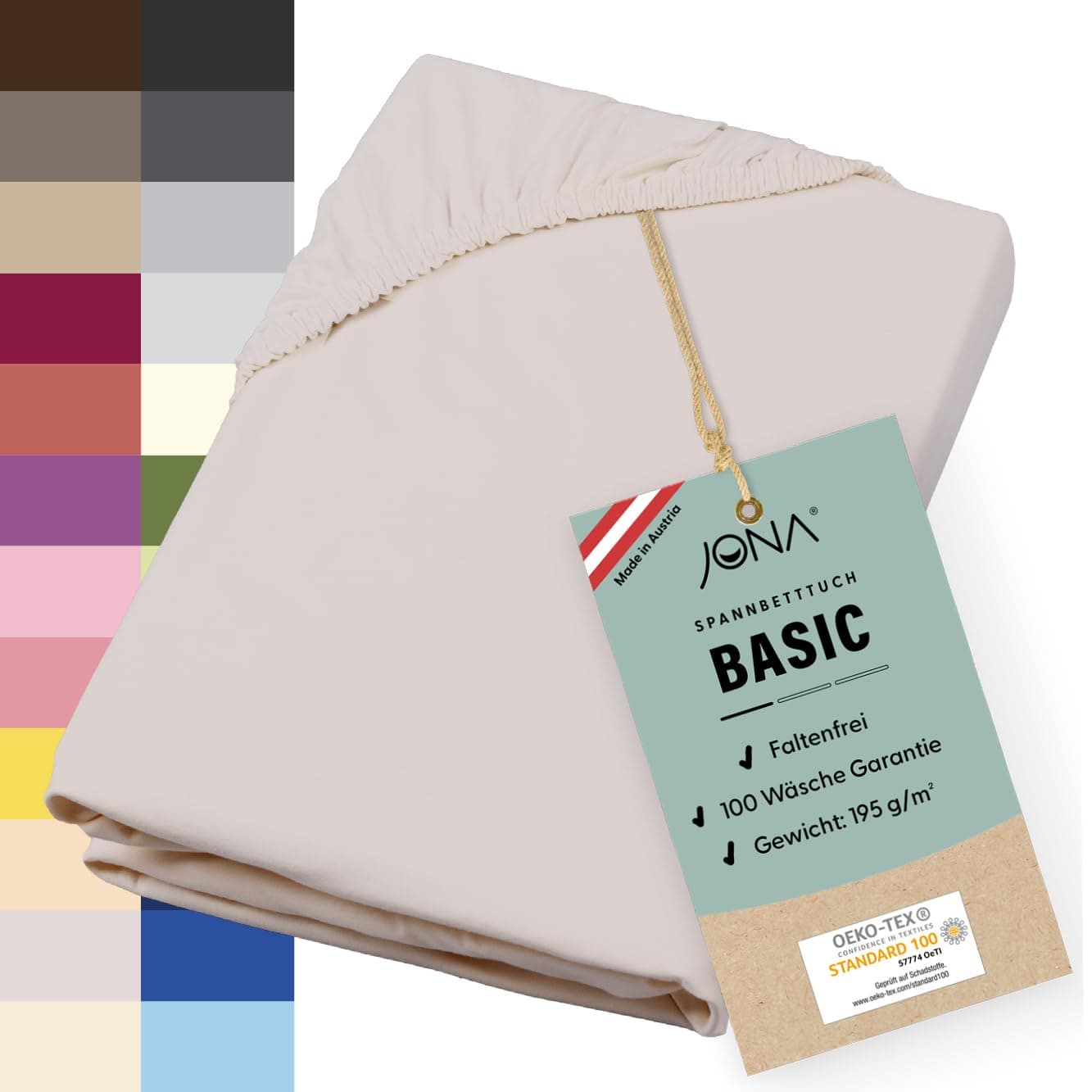 Spannbettlaken 180–200 × 200–220 cm – Baumwoll‑Jersey 190 g/m², faltenfrei