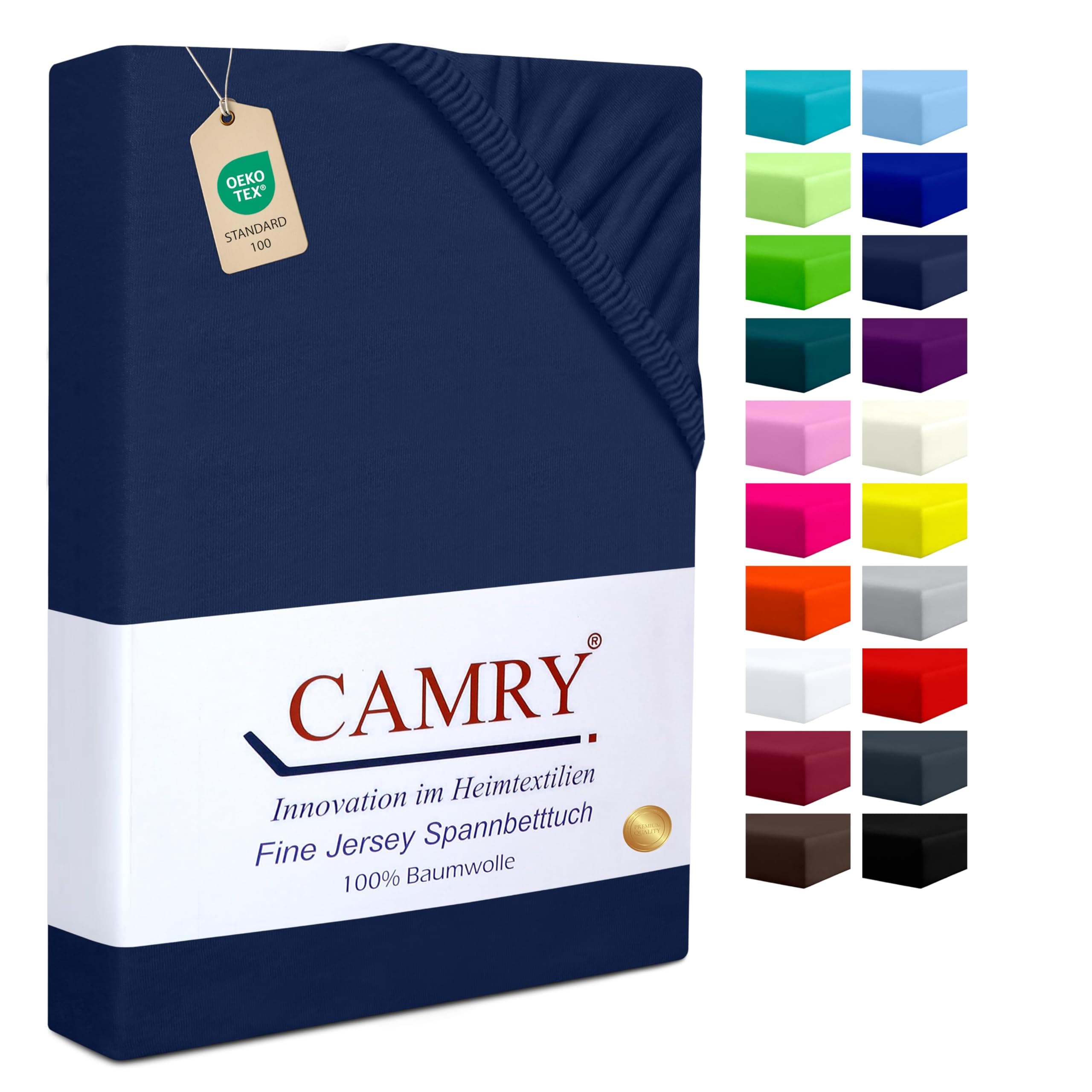 Camry Spannbettlaken Jersey Baumwolle 120–130 x 200 cm Navy