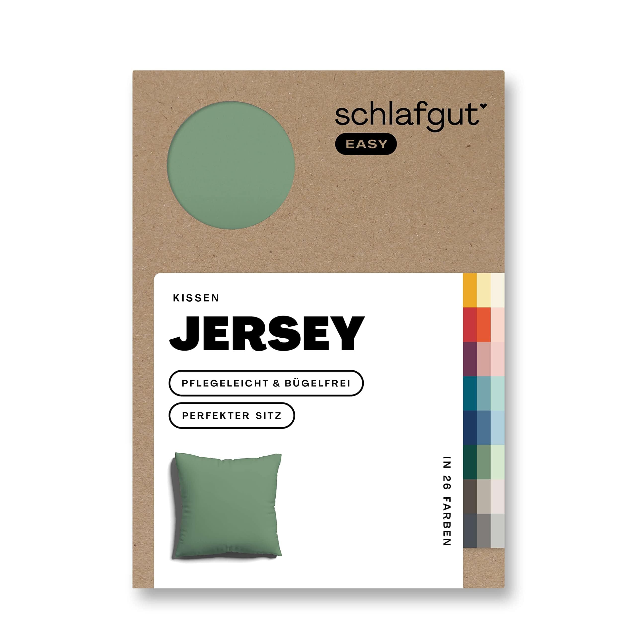 Schlafgut Easy Jersey Kissenbezug 40 x 40 cm – 100% Baumwolle, superweich & atmungsaktiv, Green Mid