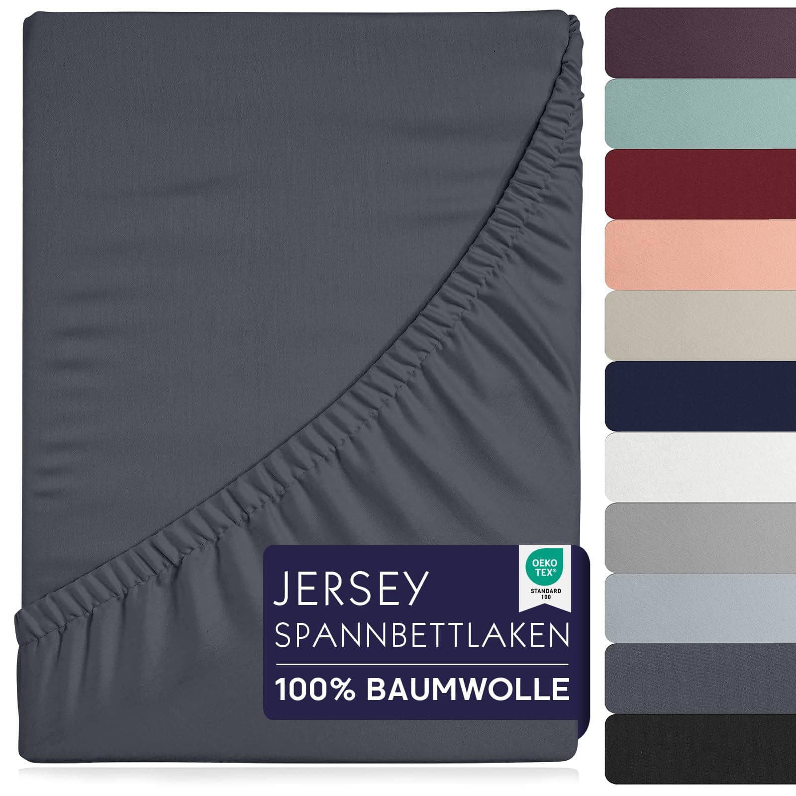 Spannbettlaken 90×200 cm – 100% Baumwolle (Oeko‑TEX) – für dicke Matratzen bis 27 cm