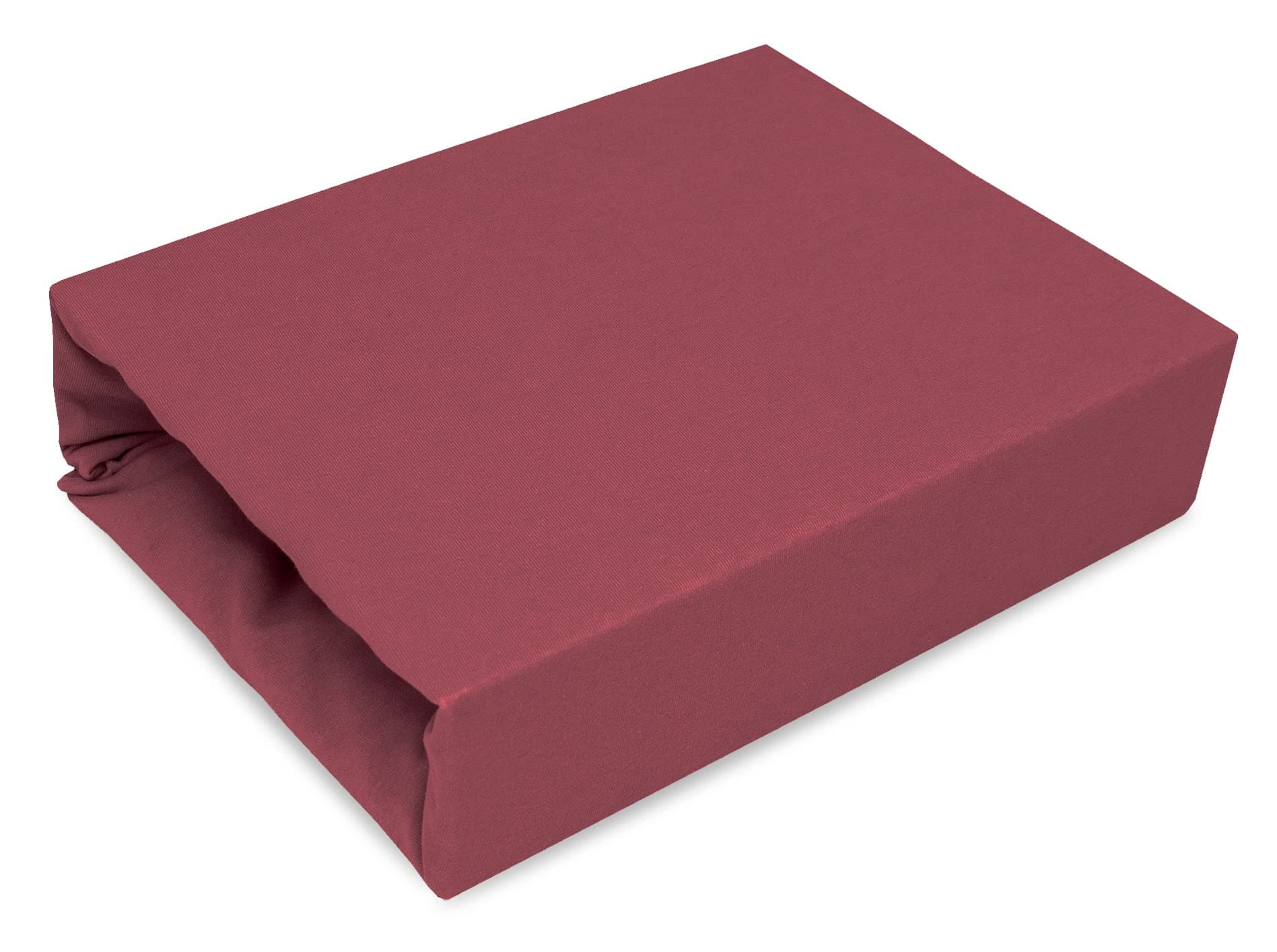 Spannbettlaken Jersey 100% Baumwolle für Kinder – 22 Farben, 9 Größen (z. B. 120x200) – Bordeaux