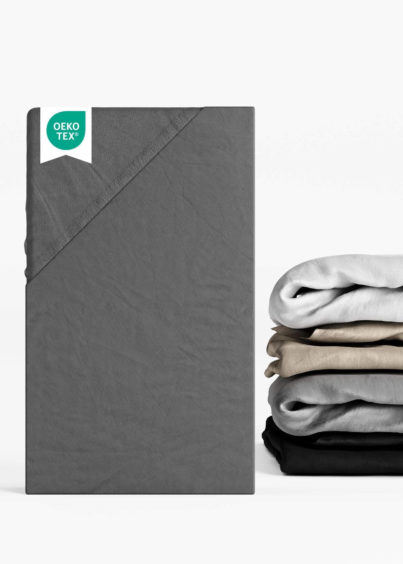 Sämann® Spannbettlaken Jersey 90x200 cm – Baumwolle, anthrazit