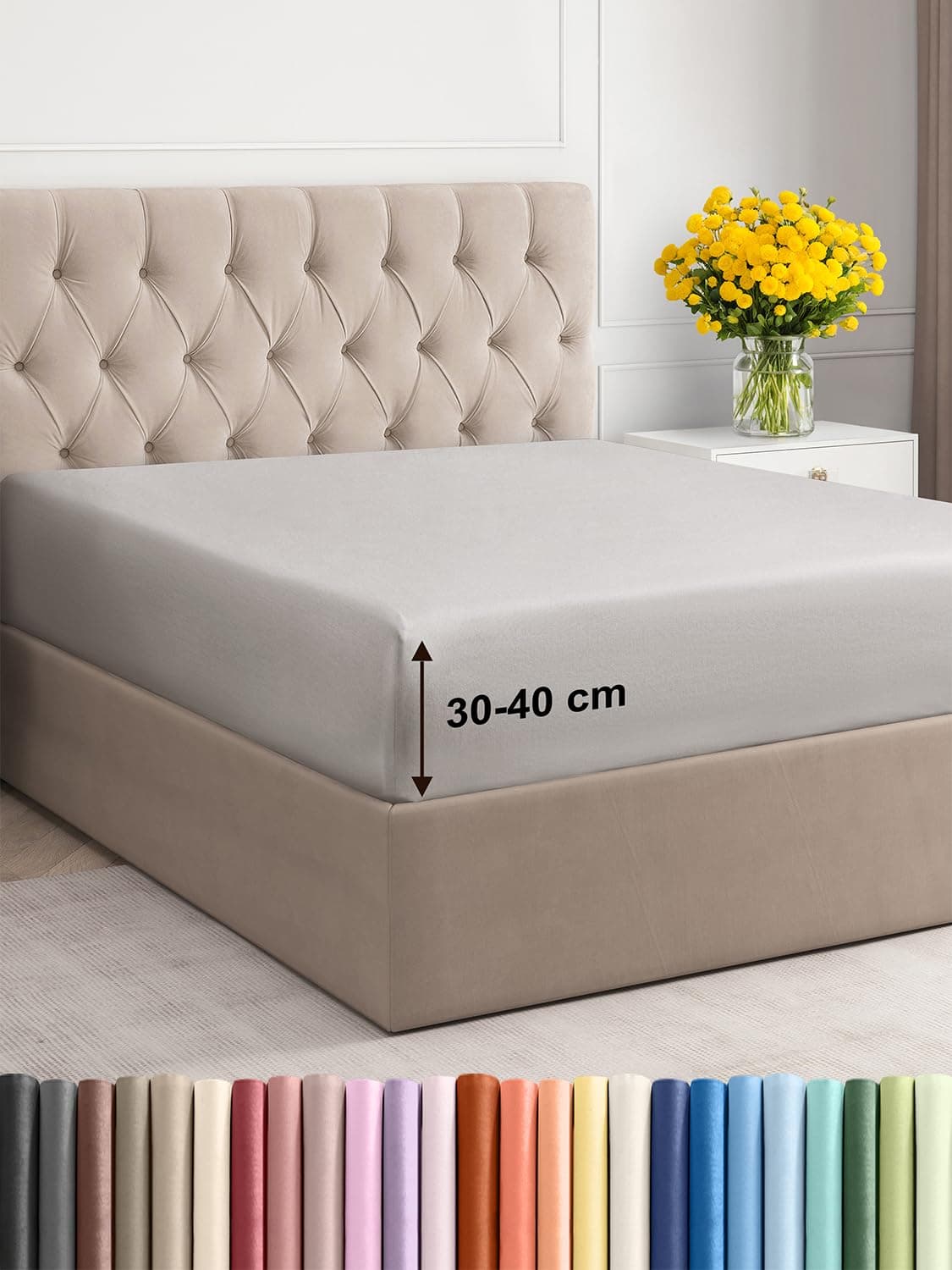 Spannbettlaken 180 x 200 cm – Extra tief bis 40 cm – Weiche gebürstete Mikrofaser, knitterfrei, farb- & schrumpfbeständi