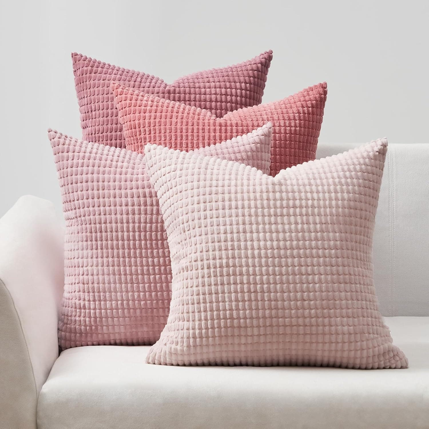 Topfinel Kissenbezüge 40x40 cm 4er-Set Rosa – Cord-Optik, flauschig, GRS‑zertifiziert