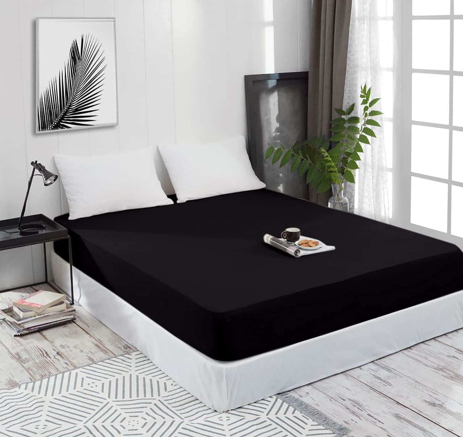 Mixibaby Spannbettlaken (Jersey) – 100% Baumwolle, 140 x 200 cm, Schwarz