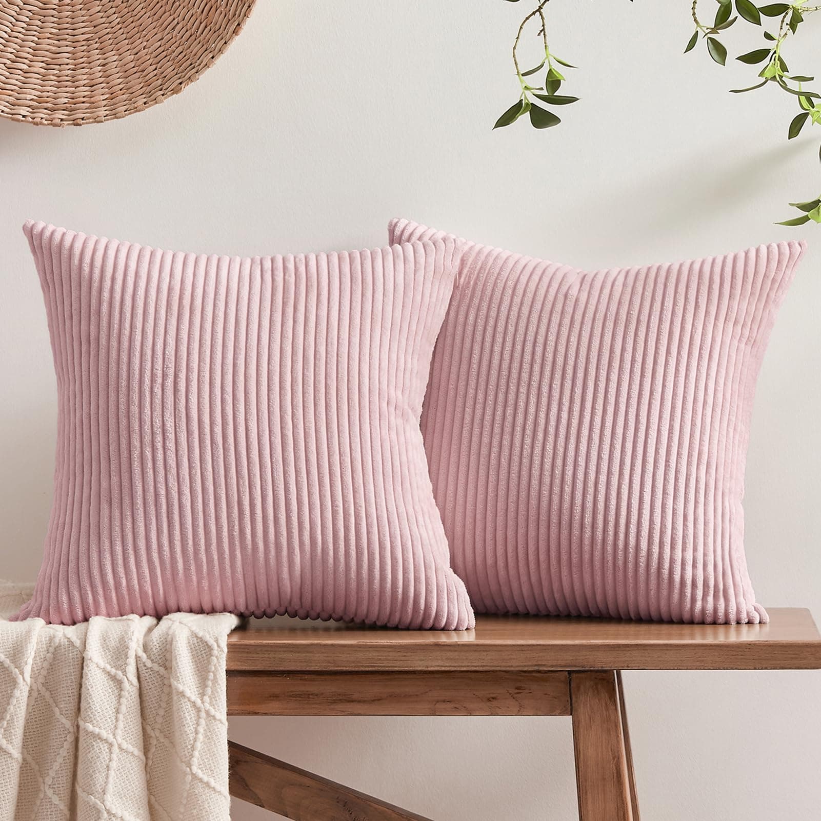 Softalker Kissenbezug 40x40 cm – 2er Set flauschig rosa, Dekokissenbezug für Sofa, Wohnzimmer & Schlafzimmer
