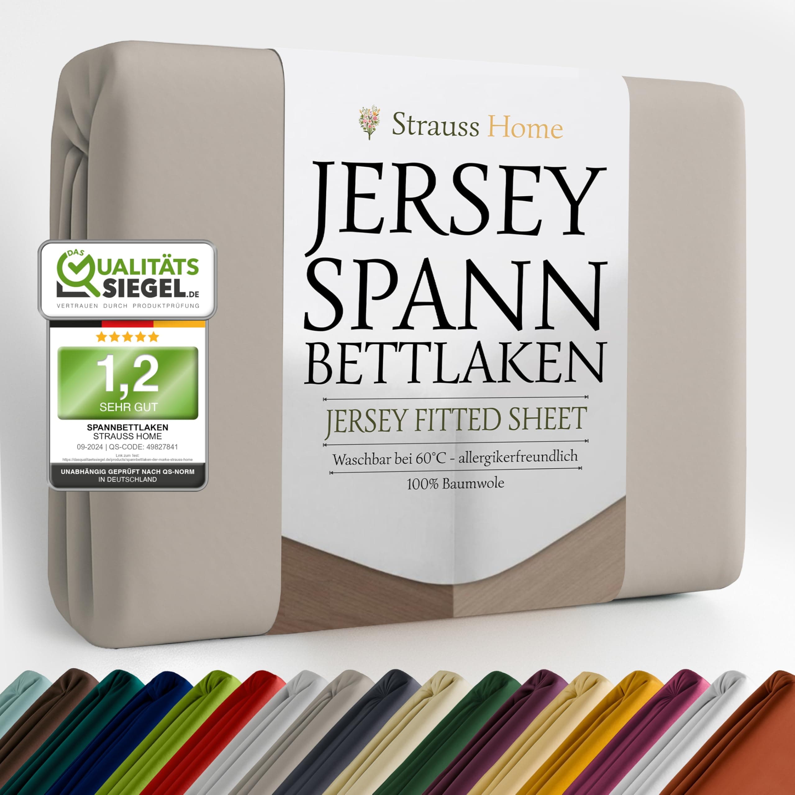 Jersey-Spannbettlaken / Spannbetttuch – 100% Baumwolle, 180x200–200x200 cm