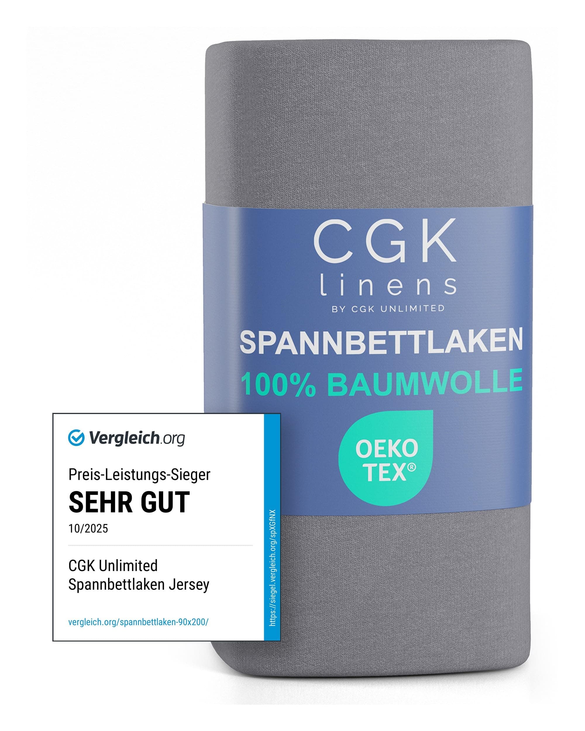 Spannbettlaken Jersey 90x200 cm – 100% Baumwolle, weich & atmungsaktiv – OEKO‑TEX MADE IN GREEN