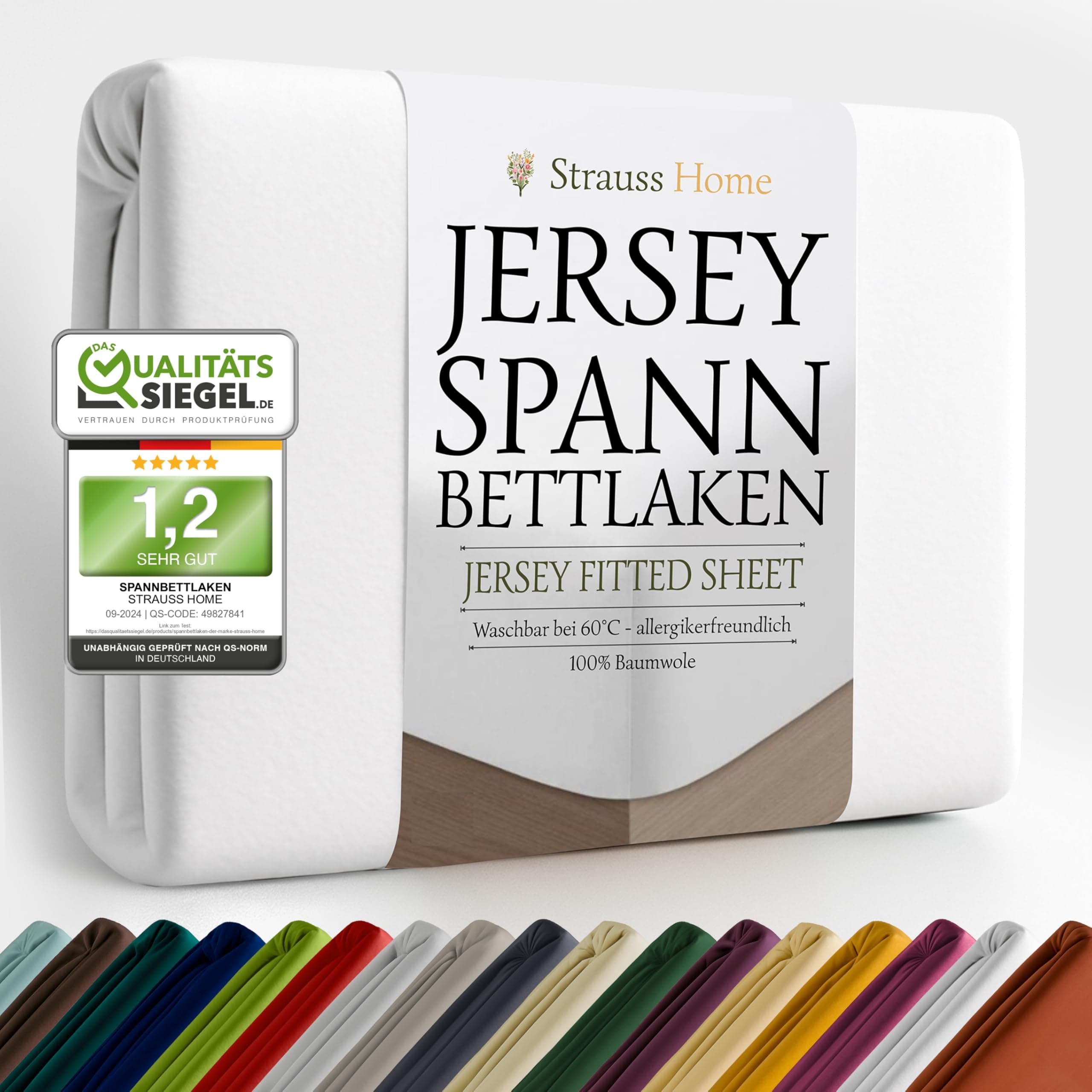 Jersey Spannbettlaken 100% Baumwolle 90×200–100×200 cm (Weiß)