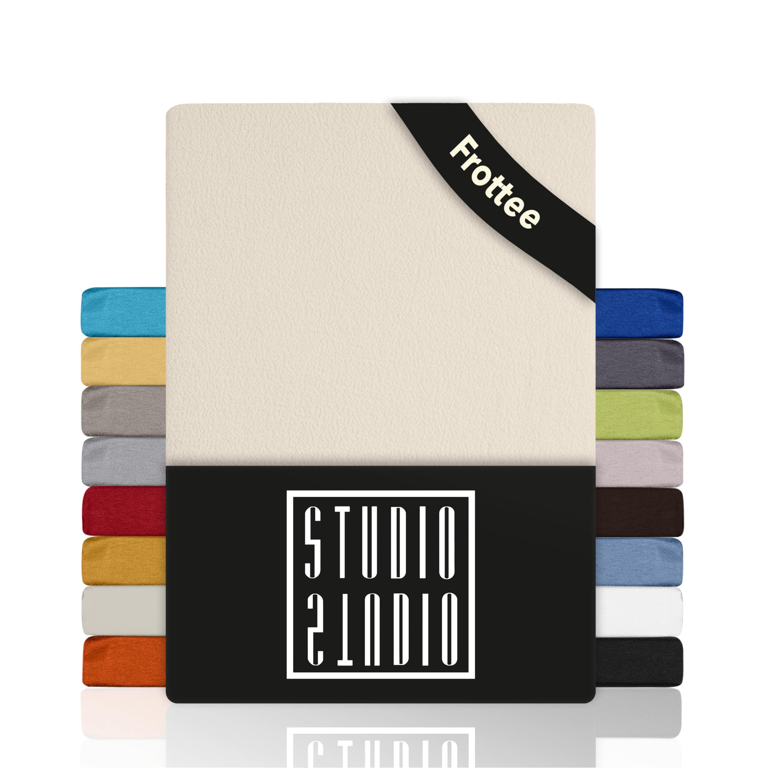 STUDIO Basic Frottee-Spannbettlaken 90 x 200 cm – weiches 80% Baumwolle/20% Polyester, elastisch & bügelfrei, OEKO-TEX f