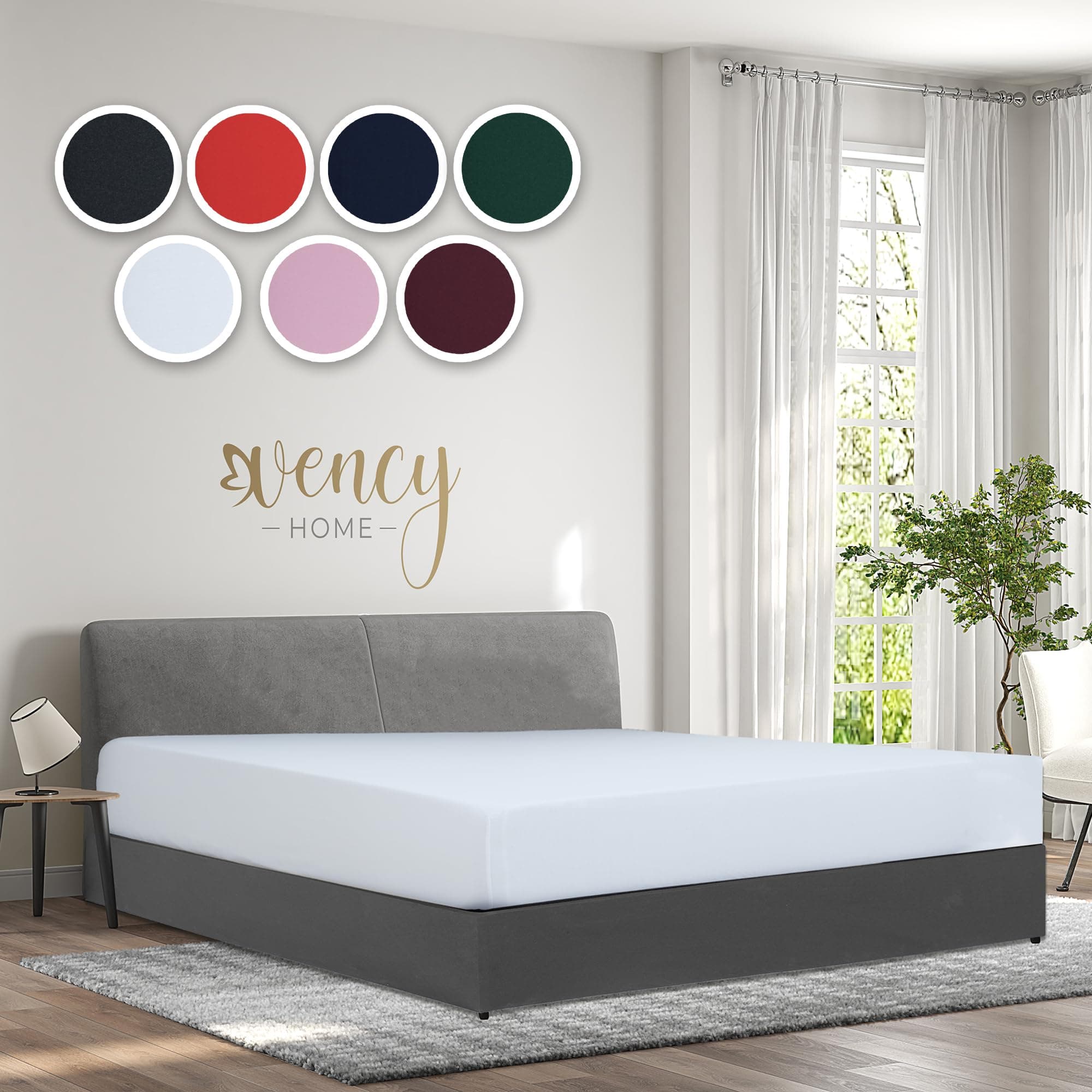 Vency Spannbettlaken 90x200 cm (bis 25 cm Matratzenhöhe) – 100% Baumwolle, Weiß