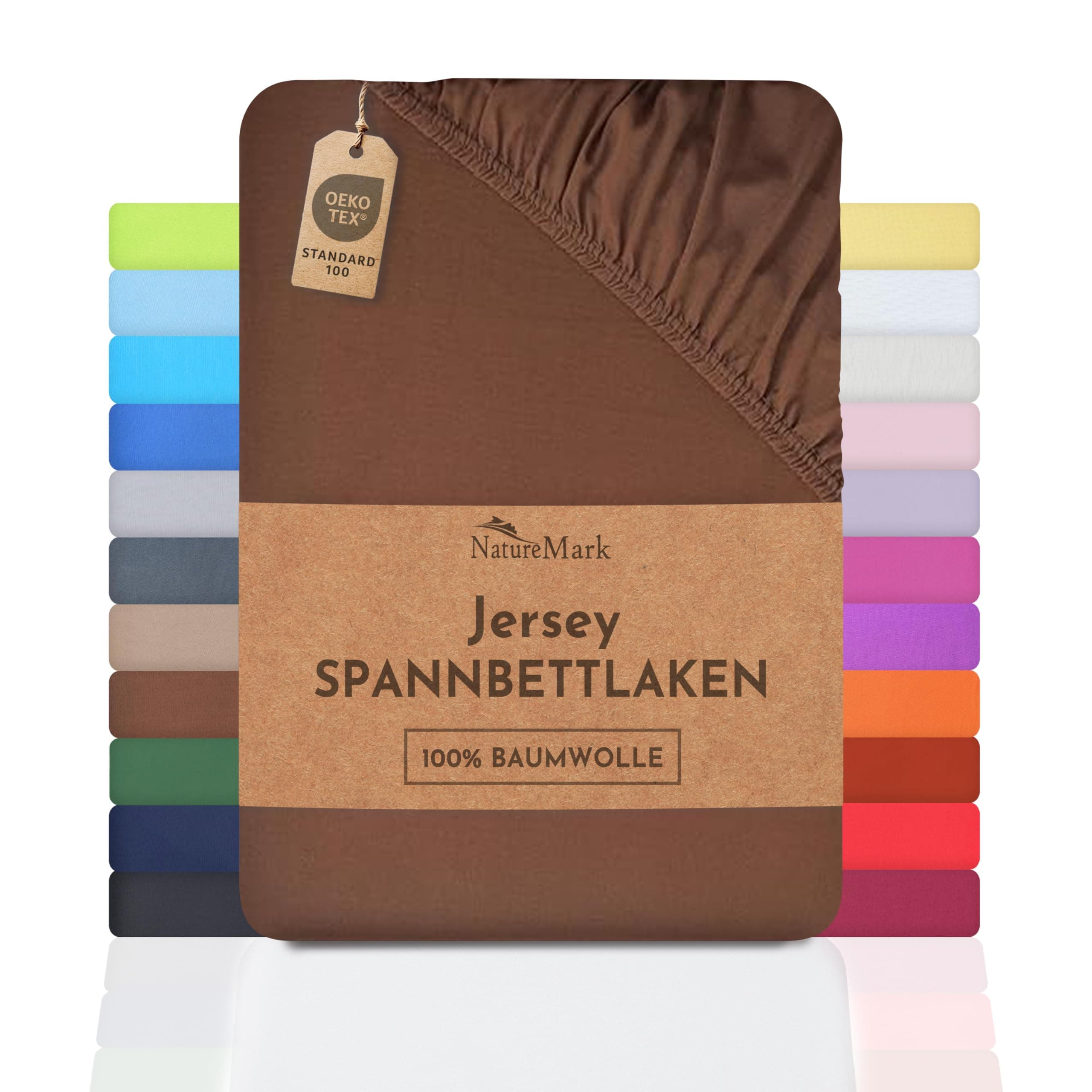 NatureMark Jersey-Spannbettlaken – 100% Baumwolle, 120 x 200 cm (Schoko Braun)
