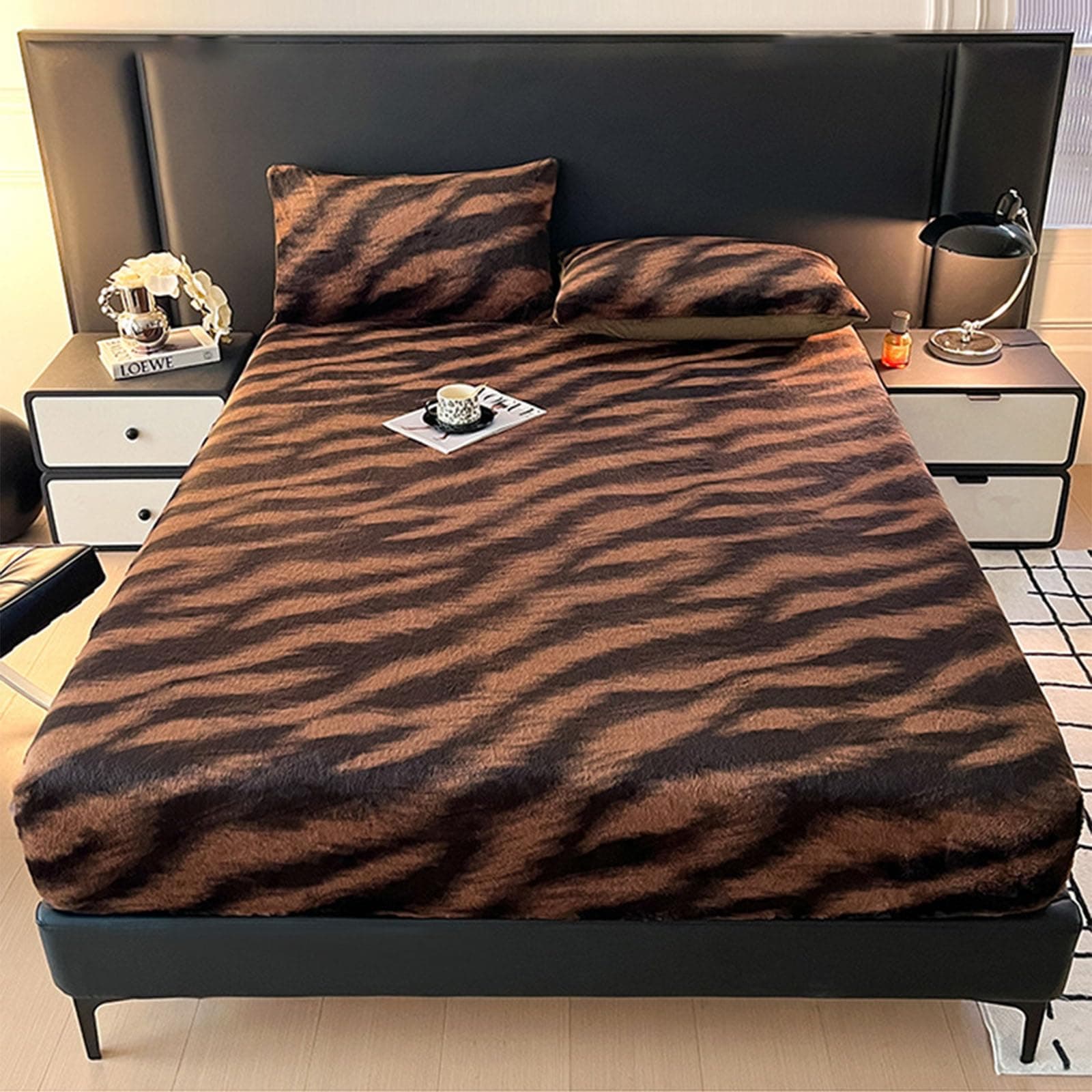 Luxus Kaninchenfell Spannbettlaken – ultraweich, flauschig & warm – 150 x 200 cm (Spannbettlaken + Kissenbezug-Paar)