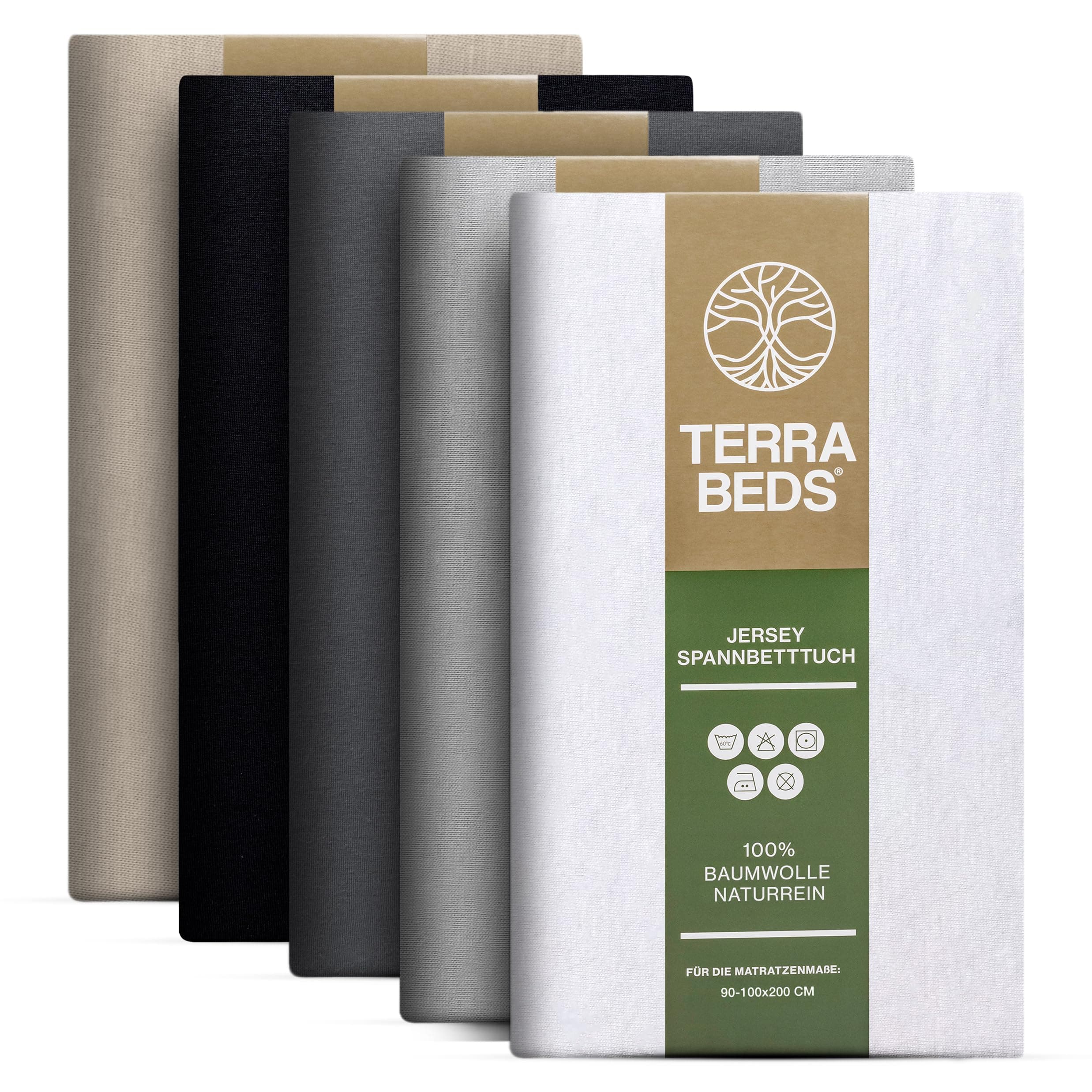 Spannbettlaken 90x200 & 100x200 cm – 100% Baumwoll‑Jersey 160 g/m², OEKO‑TEX MADE IN GREEN