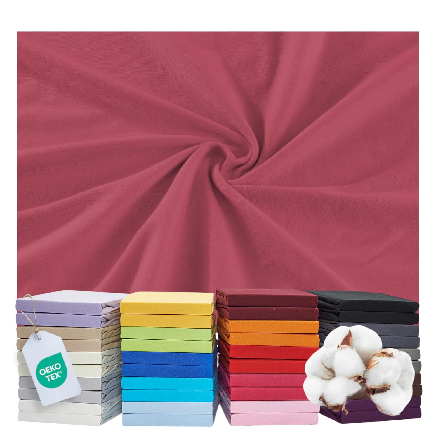 MALIKA® Spannbettlaken 120x200 cm – Jersey-Baumwolle Spannbetttuch, passend für Matratzen bis 28 cm